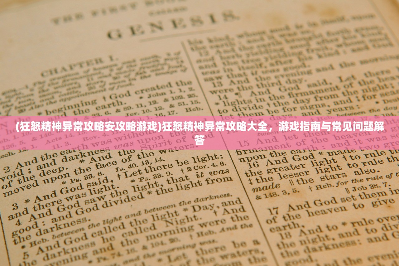 (狂怒精神异常攻略安攻略游戏)狂怒精神异常攻略大全，游戏指南与常见问题解答